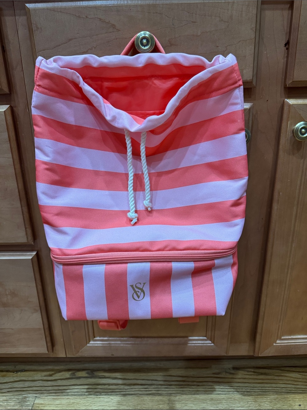 NWOT Victoria's Secret Pink & White Striped Backpack